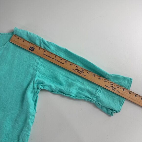 Liz and Jane Women's Turquoise Blue 100% Linen Button Front Top Size M - Picture 11 of 12